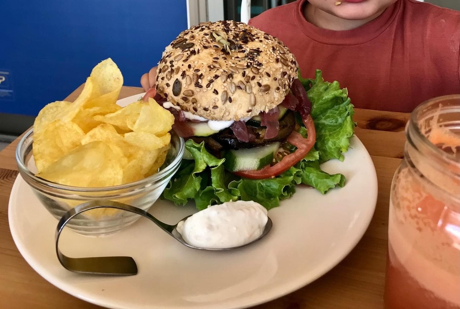 Our burger at Happy Cactus